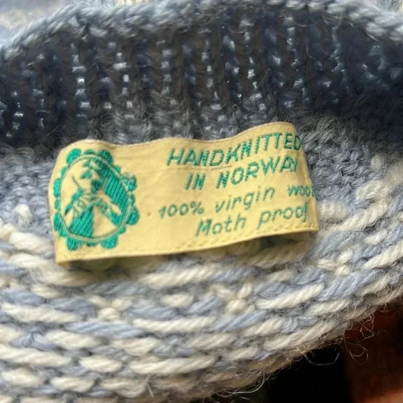 Vintage Sweater Norwegian Wool Hand Knit Cardigan Sweater size M - Picture 5 of 5